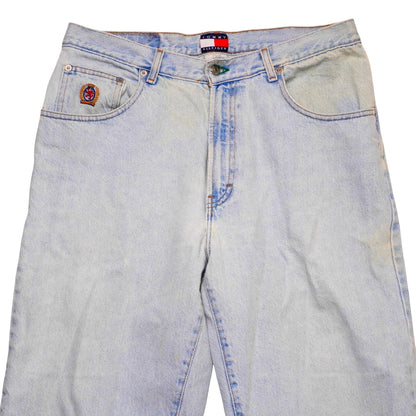 Vintage Tommy Hilfiger Jeans Men's 34x34 Light Wash Denim Crest Logo Classic Fit
