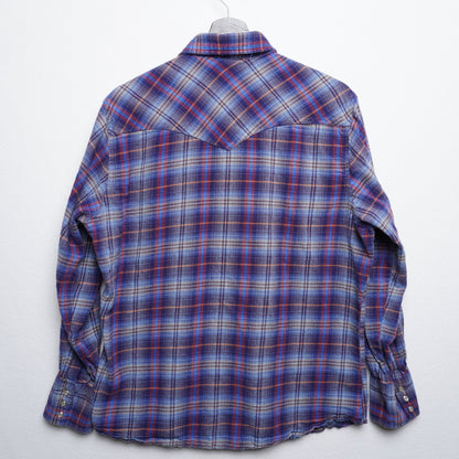 Wrangler Pearl Snap Flannel Shirt Vintage Plaid Size L - Western Grunge