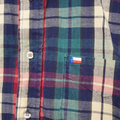 Texas Cotton Plaid Shirt Men’s Medium USA Made Pure Cotton Long Sleeve Button Down