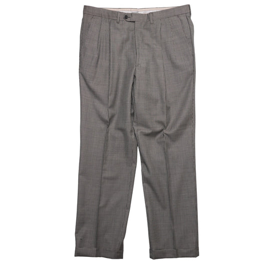 Santorelli Made in Italy Wool Dress Pants Micro Houndstooth Pleated Luxury Serge