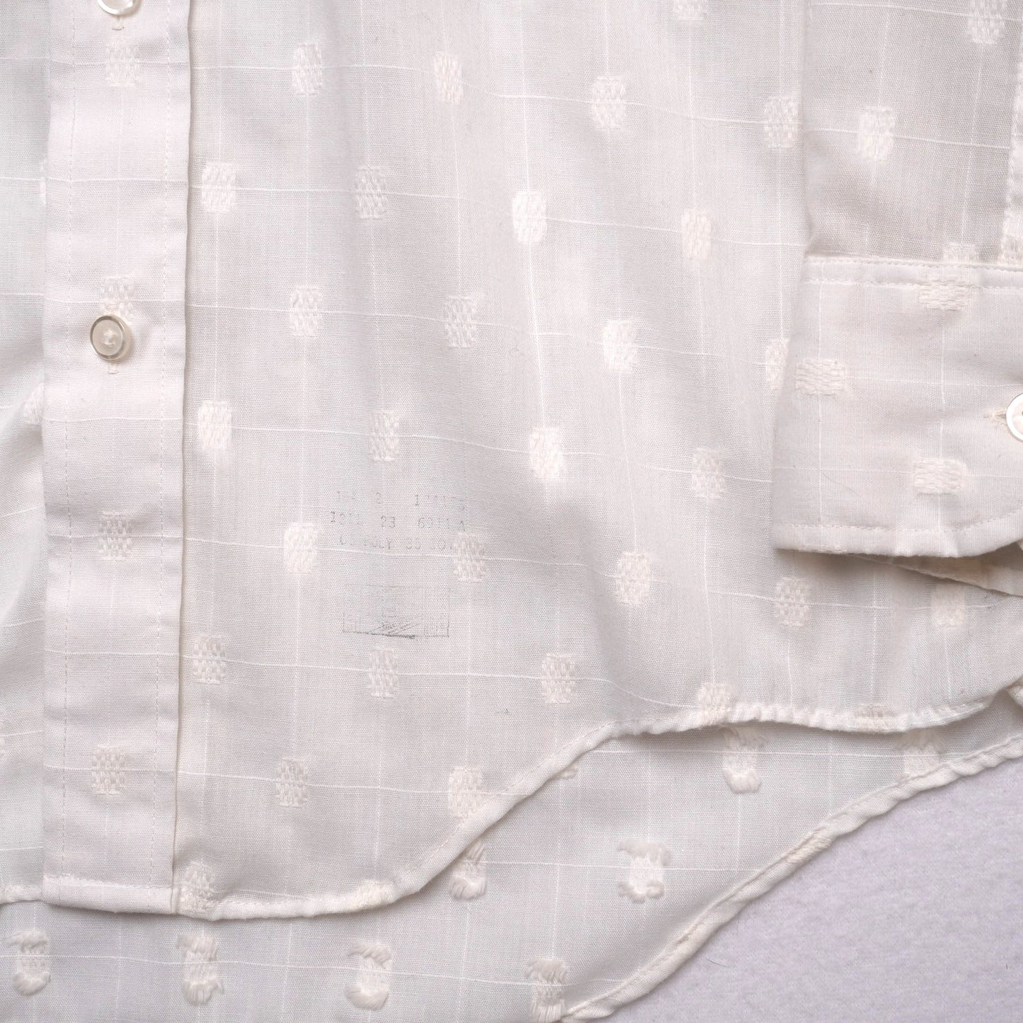 Vintage The Men’s Shop JCPenney White Textured Dobby Pattern Long Sleeve Shirt