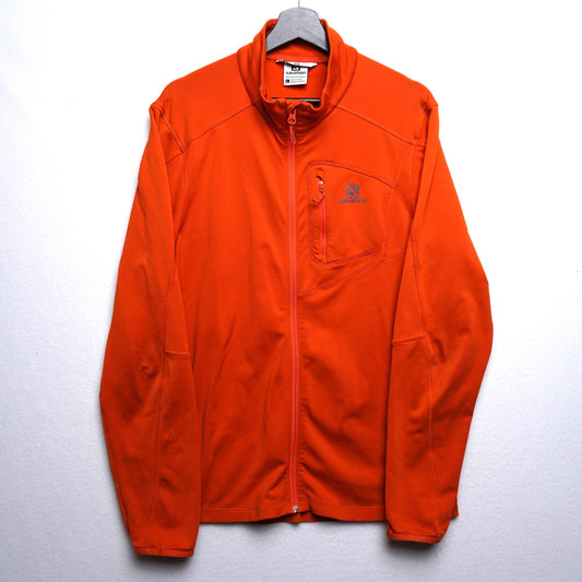 Salomon Discovery Full-Zip Mid Layer Jacket Orange Men's Size Large