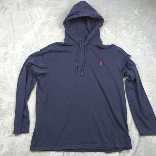 Men's Polo Ralph Lauren Hooded Long Sleeve Shirt Large Blue Lightweight Hoodie