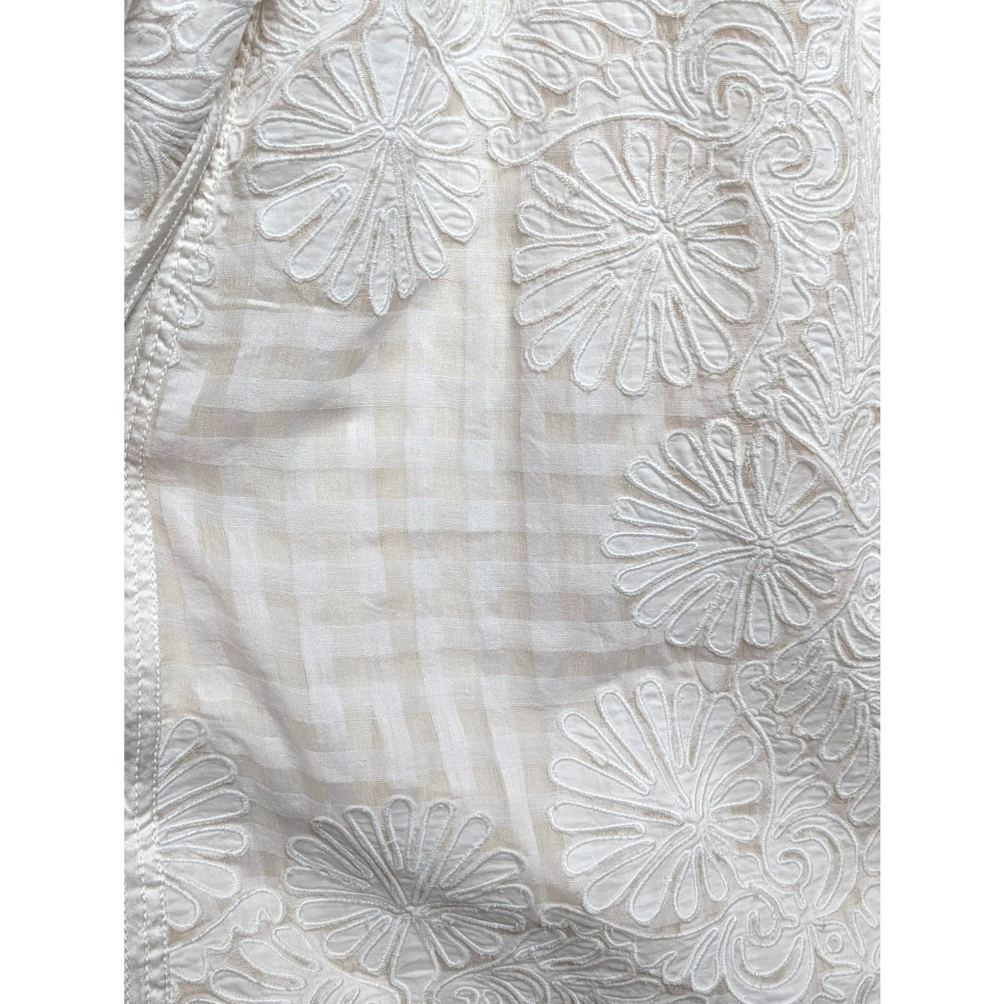 Ulla Johnson Bianca Hand Embroidered Cream Balloon Sleeve Dress 0