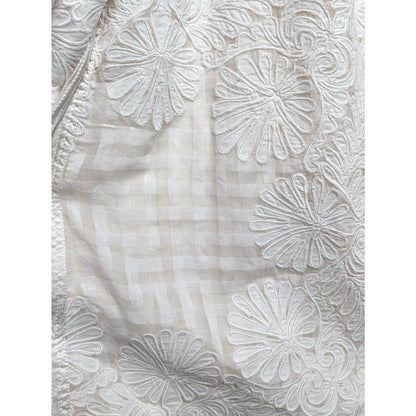 Ulla Johnson Bianca Hand Embroidered Cream Balloon Sleeve Dress 0