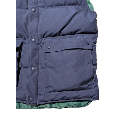 Vintage Eddie Bauer Lined Goose Down Puffer Vest Navy Blue Size Large