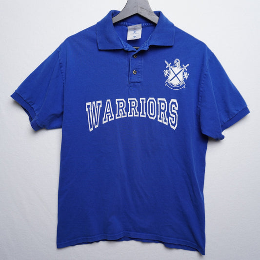 Preppy School Sports Uniform Blue Jersey Polo M
