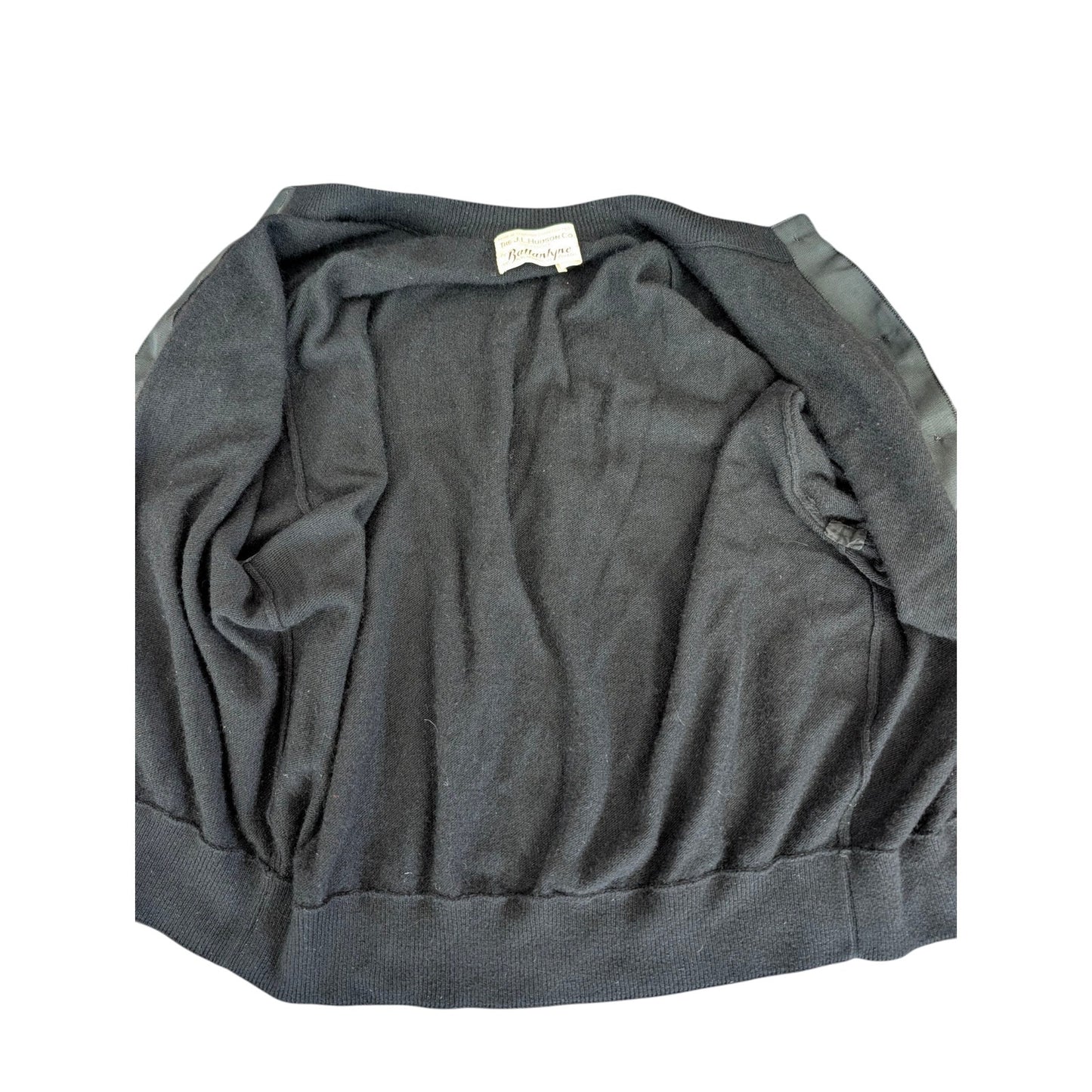 Vintage Ballantyne Black Cashmere Cardigan Sweater 1960s