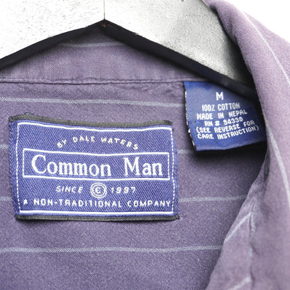 Common Man Striped Short Sleeve Button Up Shirt 100% Cotton M