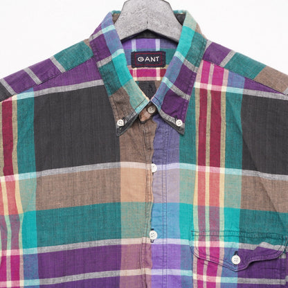 GANT Authentic Indian Madras Plaid Shirt Short Sleeve Button Down Men's Large