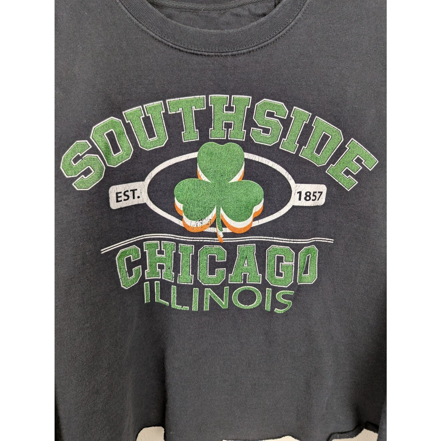 Southside Irish Chicago Illinois Black Cut-off Sweatshirt