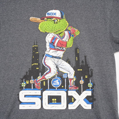 Chicago White Sox Mascot Graphic T-Shirt Size S Cartoon Batter MLB Gray Tee