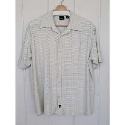 Mossimo Short Sleeve Shirt White with Black Rectangle Grid Pattern XL