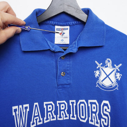 Preppy School Sports Uniform Blue Jersey Polo M