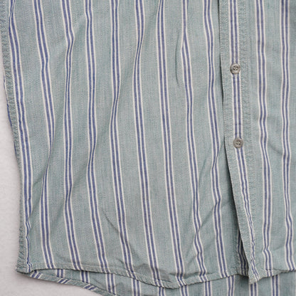 VTG Levi’s Striped Short Sleeve Button Up Shirt Green Blue Cotton Men's Medium