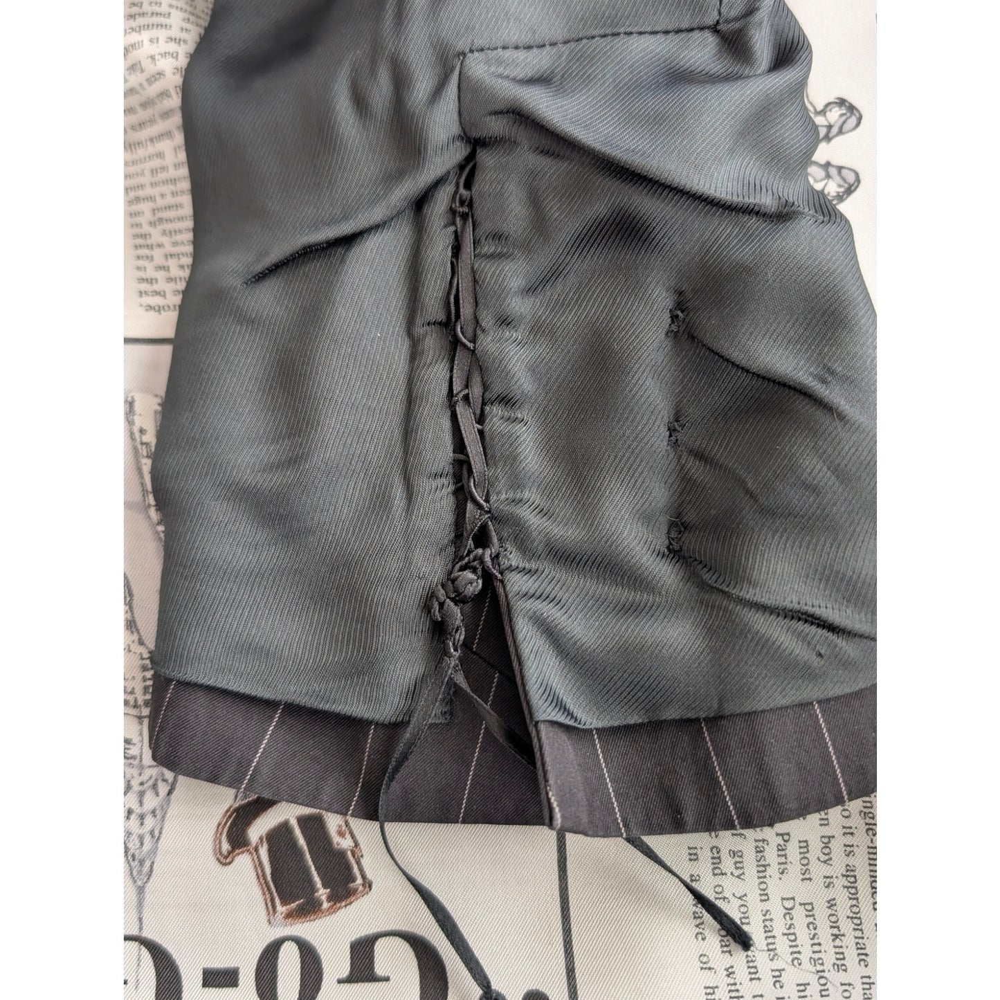 John Galliano SS2006 Pinstripe Newspaper Print Classic Scarf Cotton Blazer EU48