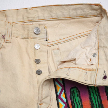 Vintage Levi’s 501 Jeans W31 L34 USA Made Painted Western Art Cactus Snake Sun