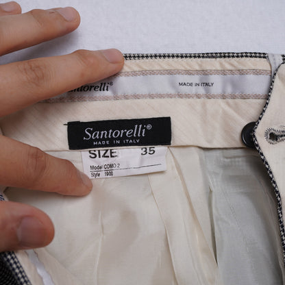 Santorelli Made in Italy Wool Dress Pants Micro Houndstooth Pleated Luxury Serge