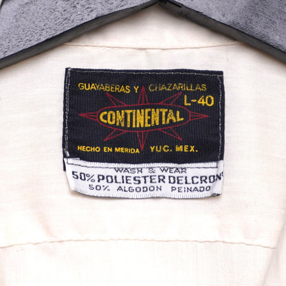 Vintage Continental Embroidered Guayabera Shirt - Made in Mexico L