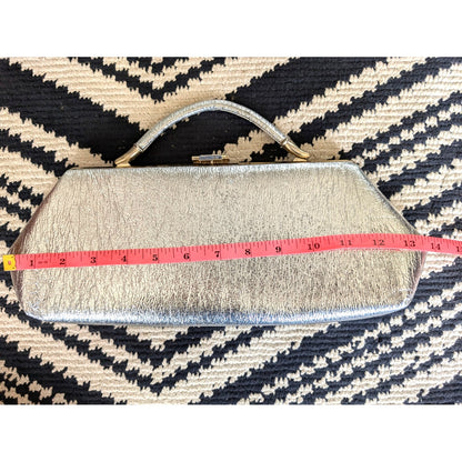 Vintage Flechbilt Silver East West Top Handle Clutch Purse
