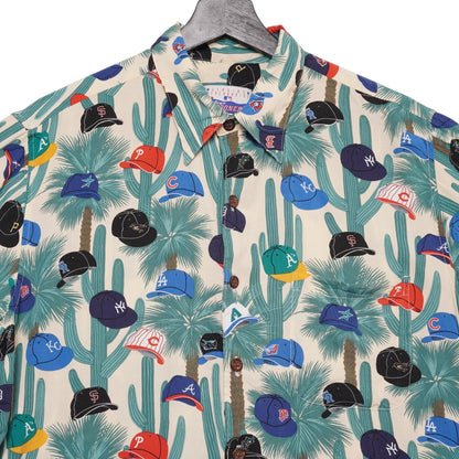 Vintage MLB Reyn Spooner Shirt M Cactus Print Baseball Cap Hawaiian Made in USA