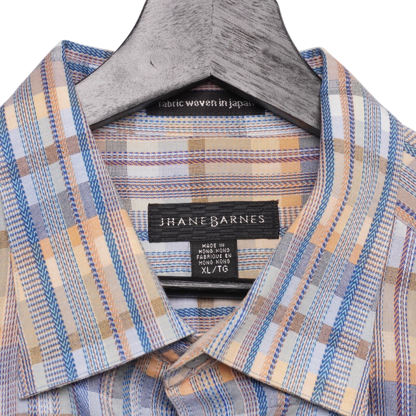 Jhane Barnes XL Button Front Shirt Plaid Woven Japan Fabric Retro