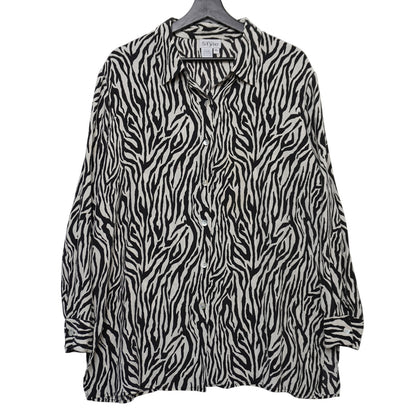 California Style Zebra Print 100% Silk Top XL