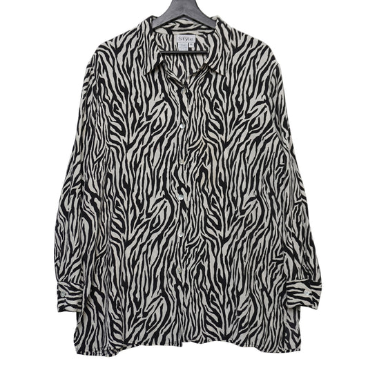 California Style Zebra Print 100% Silk Top XL
