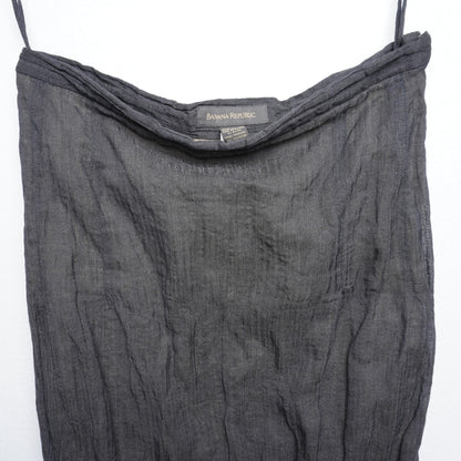 Y2K Banana Republic Black Crinkle Maxi Skirt - Made in IT Wool Blend Size 12
