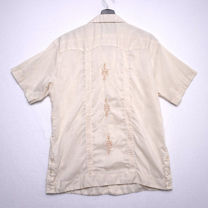 Vintage Continental Embroidered Guayabera Shirt - Made in Mexico L
