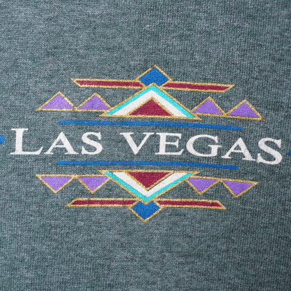 Vintage Green Las Vegas Embroidered T-shirt Blue Size M