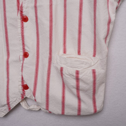 Santana Ltd. Red White Striped Vest 100% Cotton Adjustable Back Men's Large