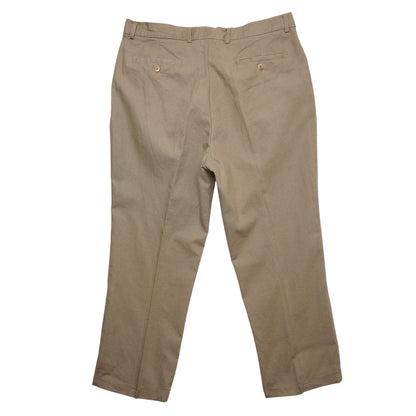 Men's Linen Blend Dress Pants Khaki Tan Pleated Cuffed Trousers Size 33
