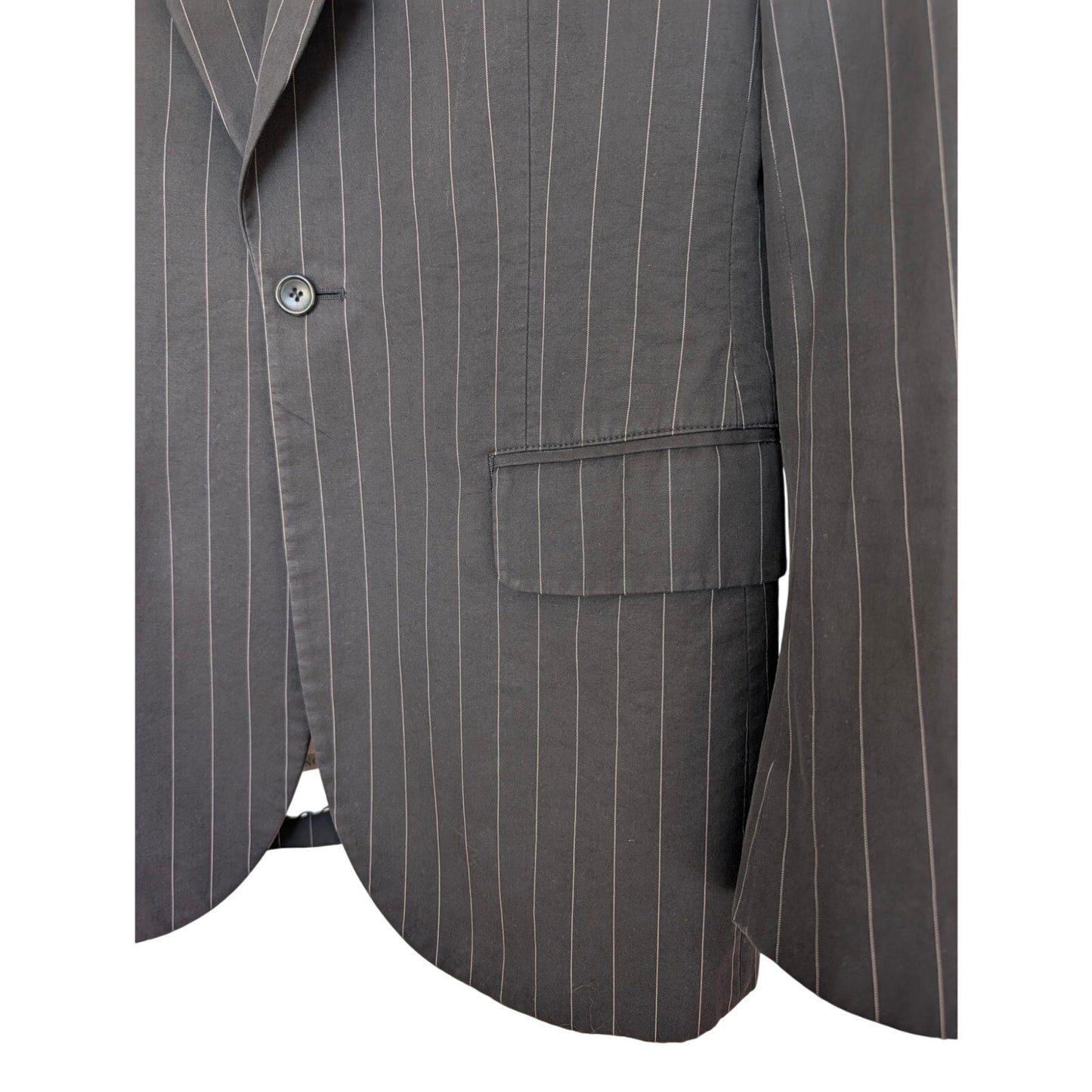 John Galliano SS2006 Pinstripe Newspaper Print Classic Scarf Cotton Blazer EU48