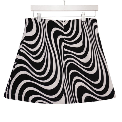 C&A 1841 Black & White Op Art Mini Skirt | Size 9 | Retro Mod | Made in Mexico