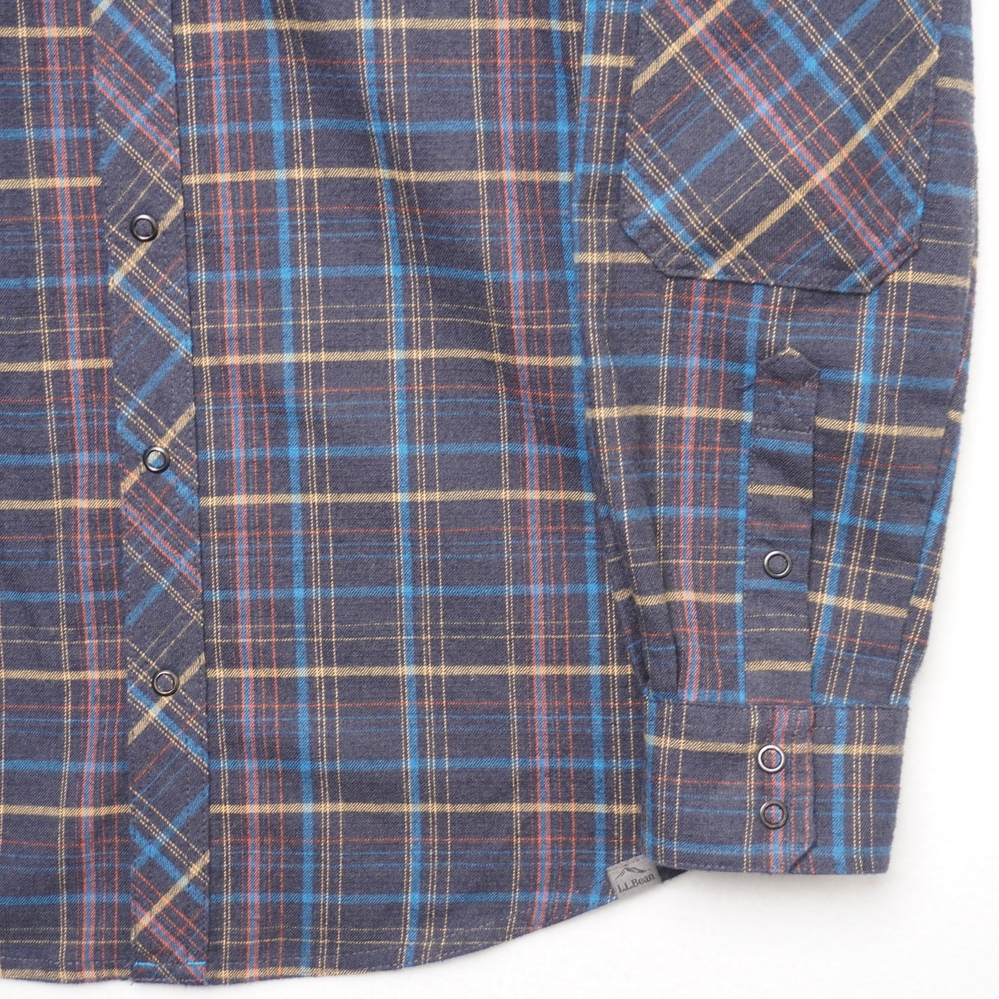 L.L. Bean Plaid Flannel Shirt Western Style Snap Front Multicolor Men's Medium M