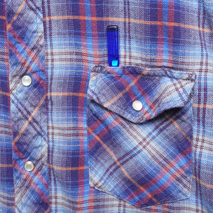 Wrangler Pearl Snap Flannel Shirt Vintage Plaid Size L - Western Grunge