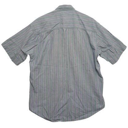 VTG Levi’s Striped Short Sleeve Button Up Shirt Green Blue Cotton Men's Medium