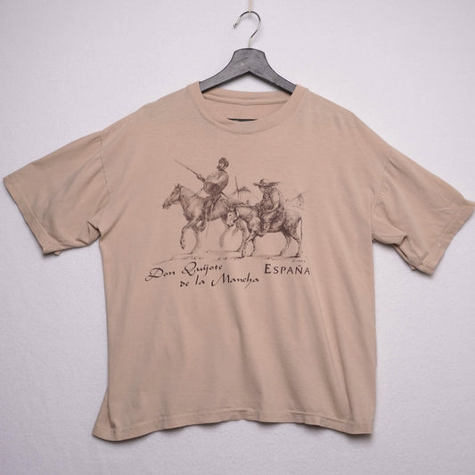 Don Quixote de la Mancha Graphic T-Shirt España Spain Beige Tee No Tags