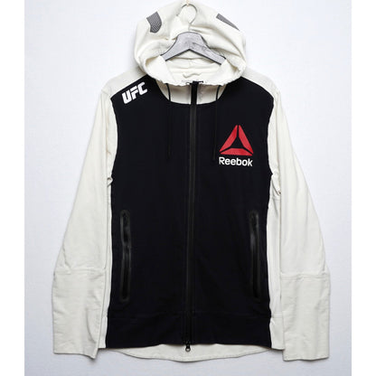 Reebok UFC Black with White Sleeves/Hood Zip Up Walk Out Hoodie Size Men's Med