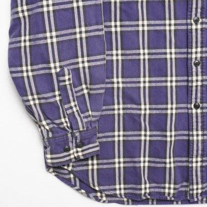 GAP Flannel Shirt Mens L Blue Cream Plaid Button Front Long Sleeve Cotton Casual