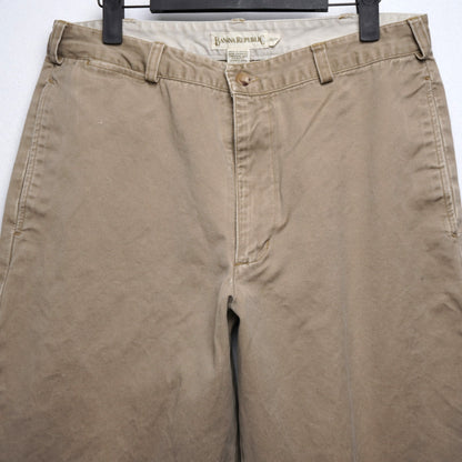 Vintage Banana Republic Khakis Flat Front Relaxed Fit Tapered Size 34