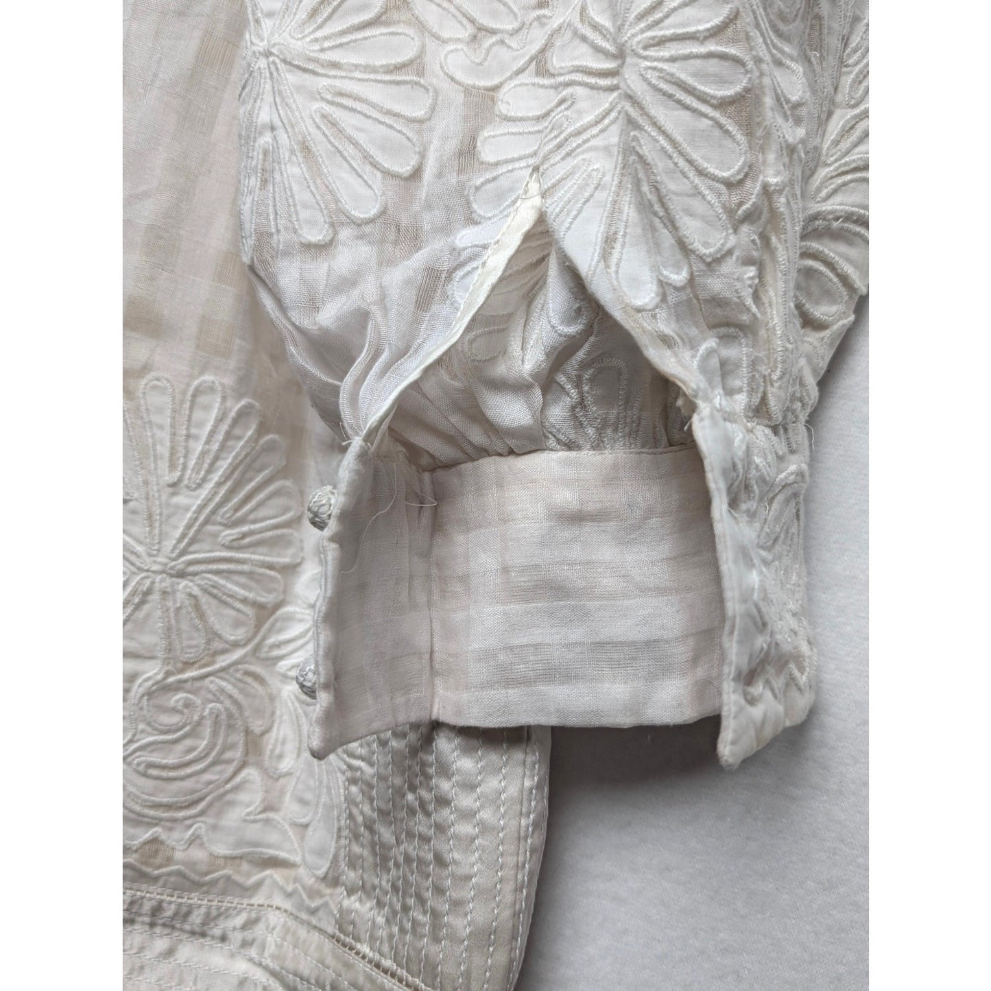Ulla Johnson Bianca Hand Embroidered Cream Balloon Sleeve Dress 0