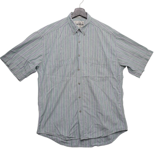 VTG Levi’s Striped Short Sleeve Button Up Shirt Green Blue Cotton Men's Medium