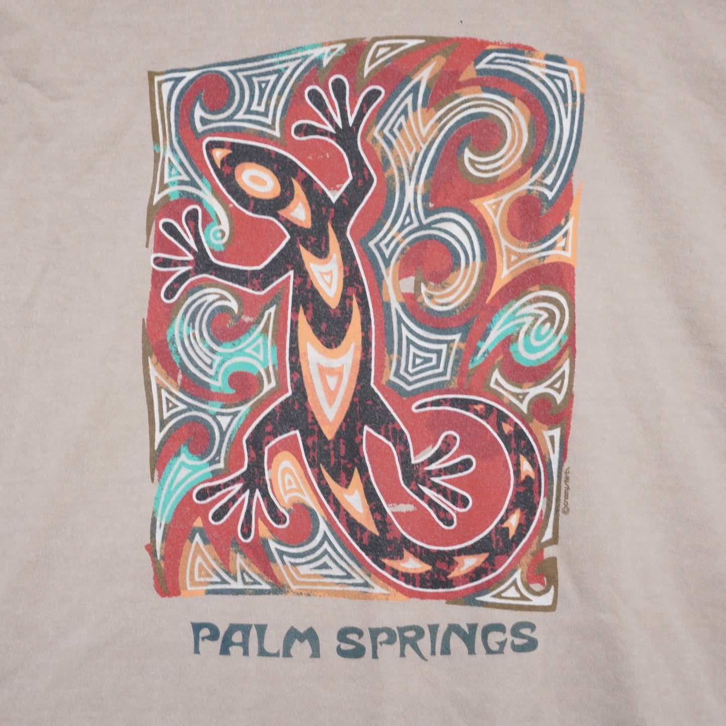 Vintage Crazy Shirts Long Sleeve Tee Palm Springs Lizard Tribal Art XL