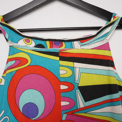 Vintage 90s Sleeveless Bodycon Dress – Abstract Geometric Print – Size XS/S