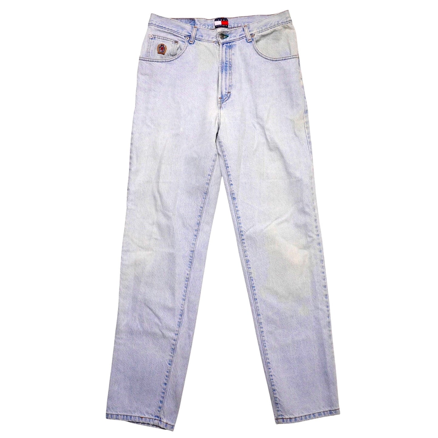 Vintage Tommy Hilfiger Jeans Men's 34x34 Light Wash Denim Crest Logo Classic Fit