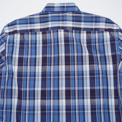 Ermenegildo Zegna Blue Plaid Cotton/Linen Blend Shirt L