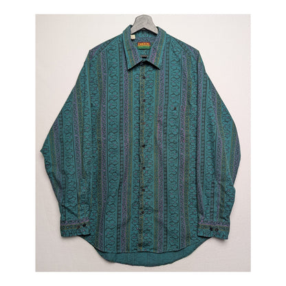 Vintage Oakton Limited Green Floral Long Sleeve Casual Shirt XL