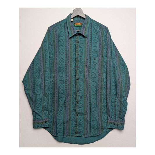 Vintage Oakton Limited Green Floral Long Sleeve Casual Shirt XL